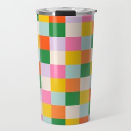 POP CHECKERS 03 Travel Mug | Autumn, Bright, French, Colorful, Lines, Boho, Checkerboard, Pattern, Pop, Art 
