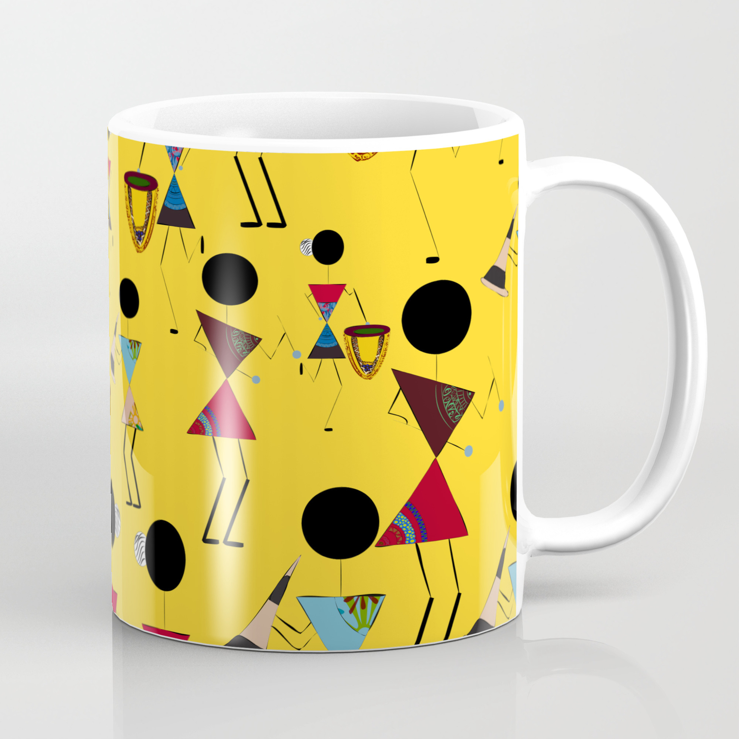 Ancient Indian tradition art work called Warli painting on a yellow color  background. Coffee Mug by Art of A Artist | Society6