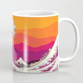 The Great Purple wave Orange Sunset Coffee Mug | Purple Sea, Waves, 80S, Orange Retro, Purple, Pop Art, Sunset, Watercolor, Trendy, Gift 