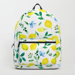 Lemon, lemons Backpack | Greece, Yellow, Lemon, Aroma, Italy, Lime, Vegetarian, Painting, Floral, Spanish 