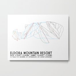 Eldora Mountain Resort, CO - Minimalist Trail Art Metal Print | Graphic Design, Vector, Illustration, Abstract 