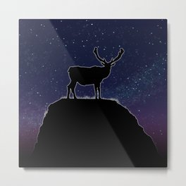 Deer Time Metal Print | Pets, Digitalart, Animal, Funny, Black, Drawing, Dark, Scifi, Illustration, Cartoon 