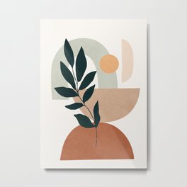 Soft Shapes IV Metal Print | Black And White, Branches, Vintage, Leaves, Watercolor, Pattern, Minimalist, Modern, Painting, Digital 