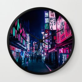 Nocturnal Alley Wall Clock | Afterhours, Robot, Japan, Cyberpunk, Tokyonight, Neon, Shopping, Bladerunner, Shinjuku, Photo 