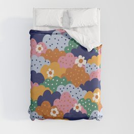 Floral cloudy pattern Duvet Cover | Rainbow, Curated, Retro, Abstraction, Clouds, Pattern, Gigi Rosado, Abstract, Pink, Vintage 