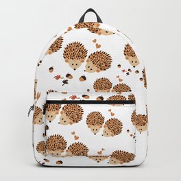 Hedgehogs in autumn Backpack | Cartoon, Cute, Hedgehog, Acorns, Other, Animal, Kids, Autumn, Pattern, Digital 