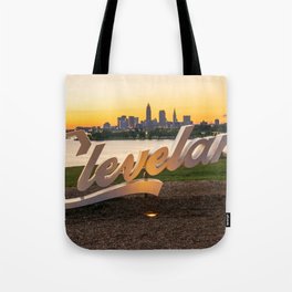 Cleveland Ohio City Skyline Sunrise Lake Erie Home Town Photography Print Tote Bag
