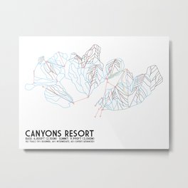 Canyons Resort, UT - Minimalist Trail Art Metal Print | Graphic Design, Vector, Abstract, Illustration 