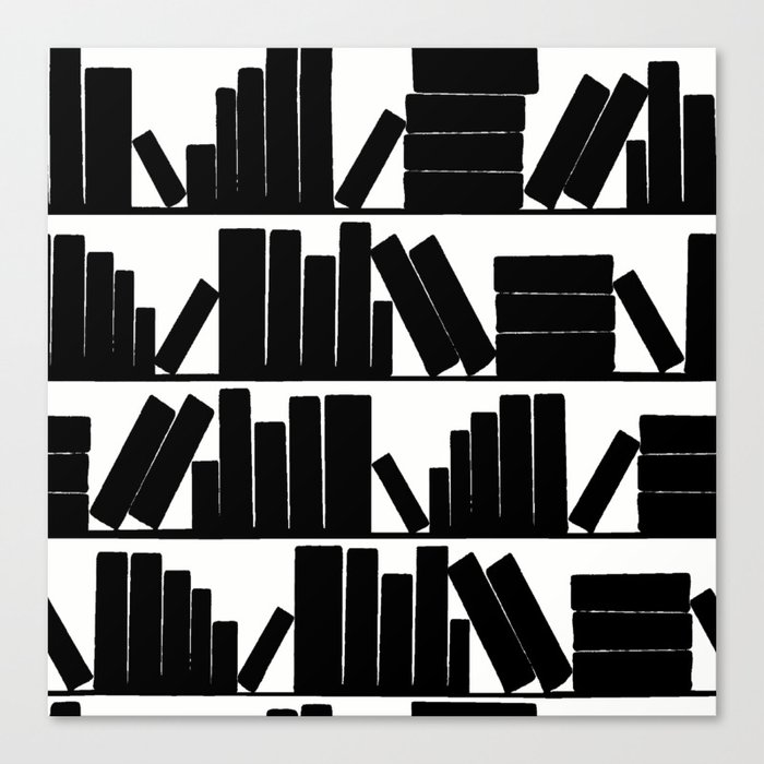 Library Book Shelves, black and white Canvas Print by Amy Gale Society6