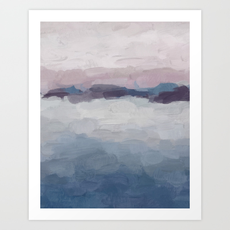 Plum Purple Lavender Blue Abstract Painting Ocean Waves Cloud Horizon Modern Wall Art Digital Art Print By Rachelelise Society6