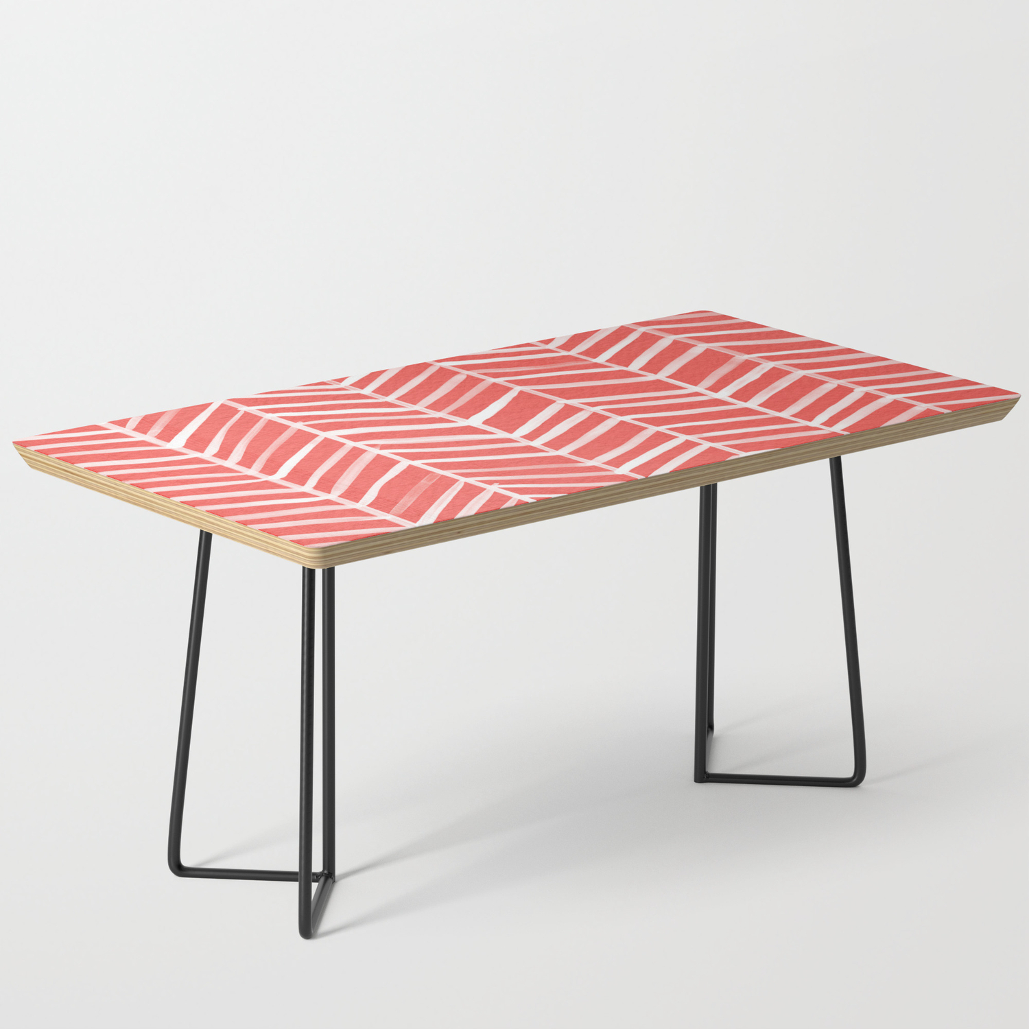 Coral Herringbone Coffee Table By Catcoq Society6