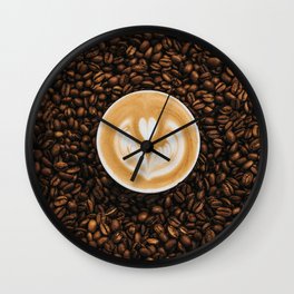 Coffee Beans & Latte Coffee Cup Wall Clock | Coffeephotography, Caffeine, Coffeecup, Coffeedrinks, Lattecup, Photo, Cappuccino, Italiancoffee, Coffeeart, Riseandgrind 