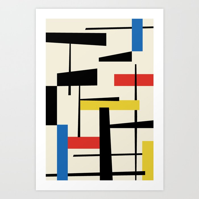 Bauhangular Iii Bauhaus Style Minimalist Modern Abstract Red