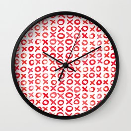 Xoxo valentine's day - red Wall Clock | Gift, Handwritten, Kiss, Valentines, Boyfriend, Girlfriend, Typography, Kisses, Couple, Pattern 