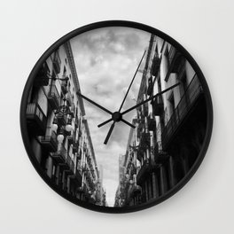 Gothic Wall Clock | Balconies, Barcelona, Spain, Photo, Europe, Travel, City, Gothicquarter, Black And White 