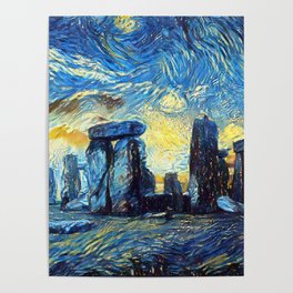 Starry Night Stonehenge - Van Gogh Poster