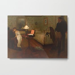 Interior Metal Print | Painting, Oilpainting, Man, Modernart, Bed, Woman, Impressionism, Impressionistic, Realism, Lamp 