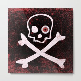 Jolly Roger With Eyeballs Metal Print | Piracy, Banner, Digital, Death, Black, Graphic, Icon, Skullandcrossbones, Sloop, Privateer 