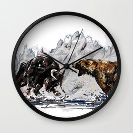 Bull and Bear Wall Clock | Dawjones, Nature, Market, Animal, Battleanimal, Wild, Bullandbear, Economyart, Montain, Animalbattle 