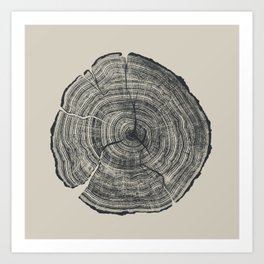 Hand-Drawn Oak Art Print | Nature, Log, Black And White, Natural, Curated, Graphite, Oak Log, Line Art, Wood Cut, Drawing 