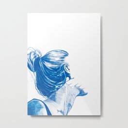 Blue Metal Print | Faceless, Hair, Girldrawing, Beautiful, Facelessgirl, Messybun, Blue, Girl, Ink Pen, Sketchgirl 
