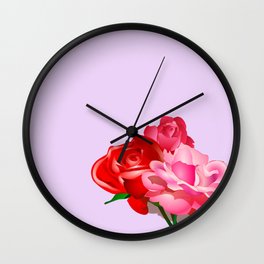 Three Sweet Roses  Wall Clock | Rose, Flower, Digital, Nature, Colorfulroses, Graphicdesign, Pinrose, Floral, Redroses, Roses 