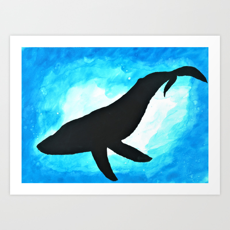 Deep Sea Whale Silhouette Art Print by Petros Illustrations | Society6