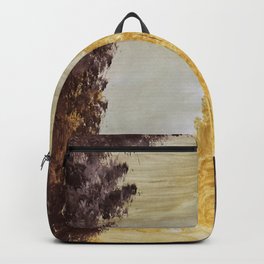 Golden secluded forest Backpack | Acrylic, Bushes, Forest, Grass, Painting, Sky, Nature, Secluded, Brown, Leaves 