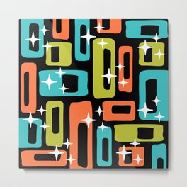 Retro Mid Century Modern Abstract Pattern 222 Orange Chartreuse Turquoise Metal Print | Century, 1960S, Vintage, Modernist, Modern, Chartreuse, 1950S, Geometric, Mid, Atomicage 
