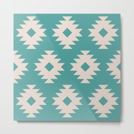 Southwestern Pattern 550 Metal Print | Southwestern, Boho, Aztec, Graphicdesign, Curated, Turquoise, West, Western, Navajo, Beige 