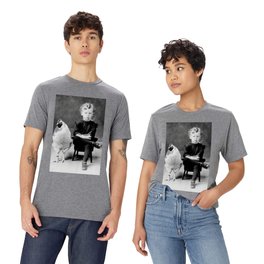 Smoking Boy with Chicken black and white photograph - photography - photographs T Shirt