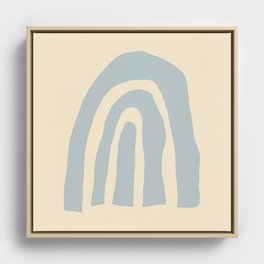 Abstract Minimal Arch Collage Art, Blue  Framed Canvas