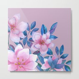 Magnolia flower tropical bouquet in pink Metal Print | Pastel, Hawaii, Floral, Botanicprint, Digital, Painting, Summerblossom, Tropicalbouquet, Floralbackdrop, Aloha 