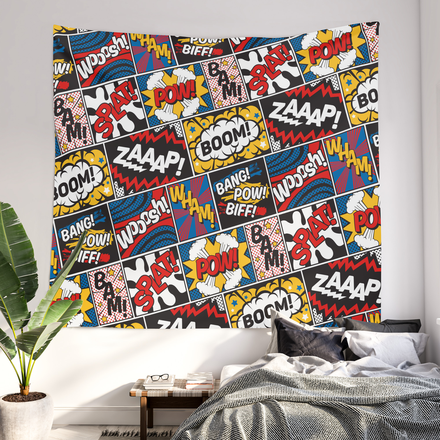 Modern Comic Book Superhero Pattern Color Colour Cartoon Lichtenstein Pop  Art Wall Tapestry by Season of Victory | Society6