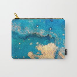 Touch of Gold_Sky Carry-All Pouch | Abstract, Luxury, Watercolor, Handmade, Watercolour, Magic, Blue Sky, Painting, Gold, Modern 