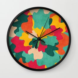 Aloha Camo Wall Clock | Retro, Vintage, Burst, Camo, Digital, Whimsical, Camouflage, Abstract, Graphicdesign, Pop Art 