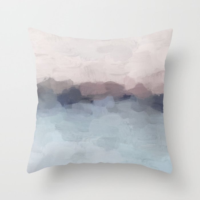 Blush Pink Mauve Purple Navy Light Blue Abstract Painting