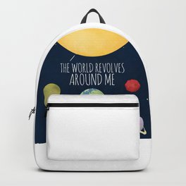The World Revolves Around Me Backpack | World, Drawing, Spacelover, Planets, Spacejoke, Planet, Space, Sun, Illustration, Universe 