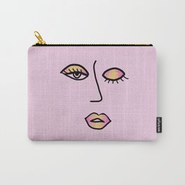 Rainbow Pink Vampy Vixen Carry-All Pouch | Wink, Femme, Girly, Lashes, Lips, Orange, Watercolor, Yellow, Pink, Makeup 