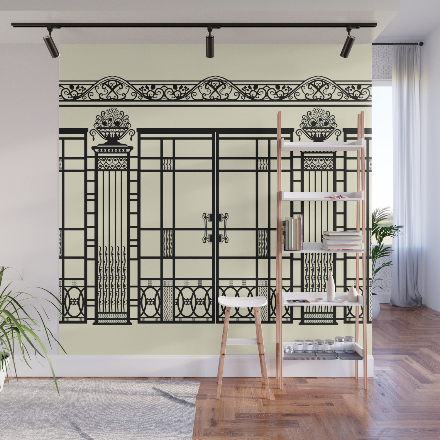 Wallpaper Art Deco Art Nouveau Ironwork Black And Cream Wall Mural By For Free