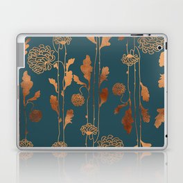 Art Deco Copper Flowers  Laptop & iPad Skin | Spring, Garden, Flowers, Botanical, Cottagecore, Wildflowers, Emerald, Summer, Artdeco, Floral 