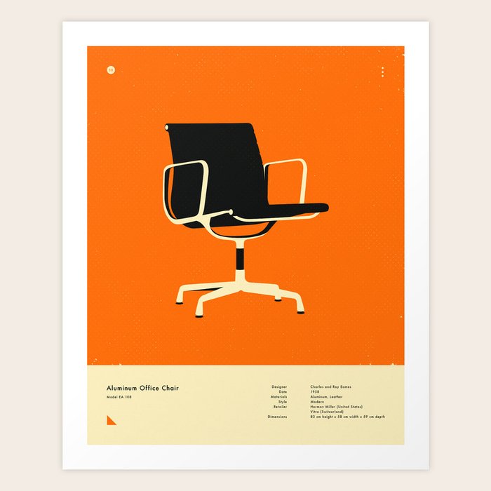 Aluminum Office Chair (1958) Art Print by Jazzberry Blue Society6