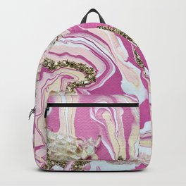 Hot Pink Agate with Gold Glam Abstract Backpack | Fluidacrylic, Agate, Blushpinkandgold, Zgallerie, Fashion, Acrylic, Gemstone, Girly, Glam, Fluidart 
