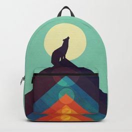 Howling Wild Wolf Backpack | Digital, Other, Nature, Colorful, Geometric, Cubism, Painting, Curated, Abstract, Pop Art 