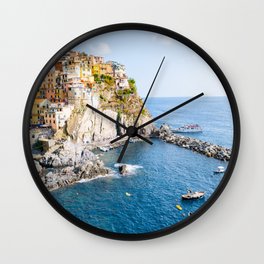 Italina village Manarola Cinque Terre Liguria coast Wall Clock | Blue, Pastel, Street, Sea, Manarola, Photo, Village, Colors, Cinqueterre, Liguria 