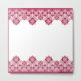 Retro .Vintage . Red lace on a white background . Metal Print | Abstract, Irish, Rustic, Illustration, Graphicdesign, Irishlace, Red, Christmas, Newyear, Braided 