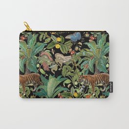 TIGER IN THE DARK JUNGLE Carry-All Pouch | Jungle, Wild, Pattern, Tiger, Colage, Vintage, Wildlife, Graphicdesign, Nature, Tropical 