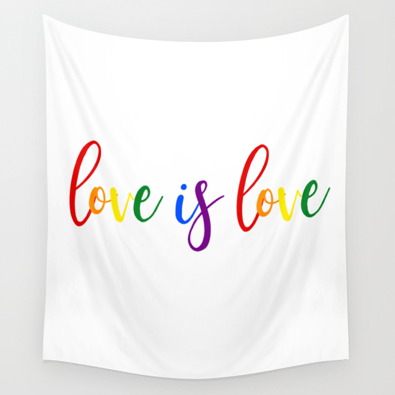 Love Is Love Colorful Lgbt Rainbow Flag Colors Gay Pride Wall