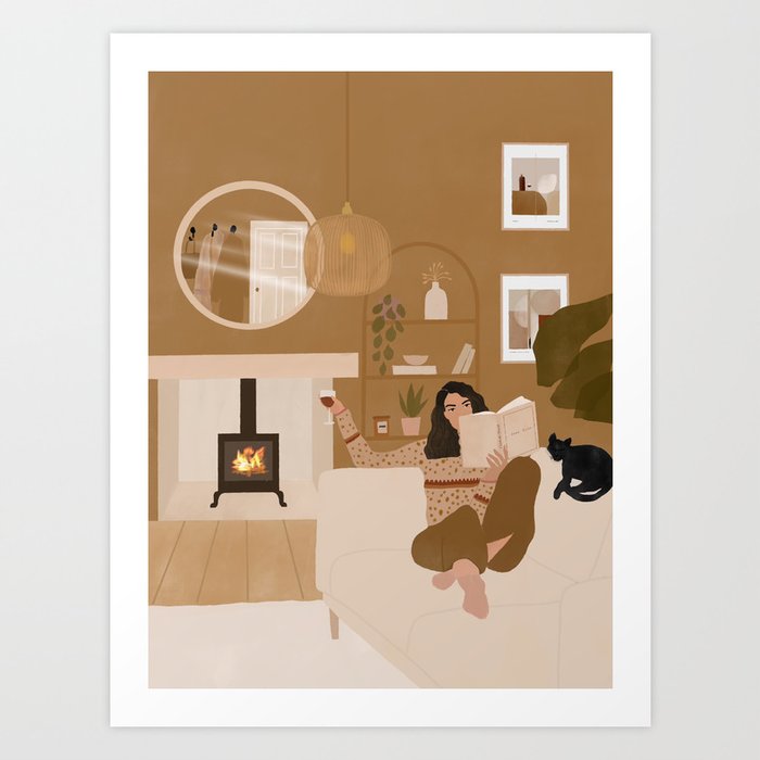Perfect winter evening  Art Print | Book-themed Art Prints | Art Prints for Bookworms | Art Prints for Readers | Sincerely Yasmin