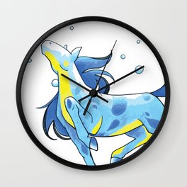 Aqua - A Minimal Horse Illustration  Wall Clock
